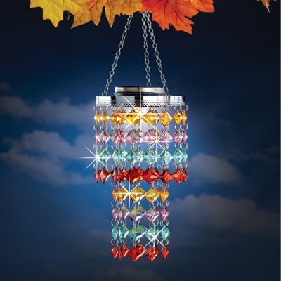 Collections Etc Solar Colorful Autumn Leaves Wind Dangler Includes Chain and Hook on Top for Easy Hanging